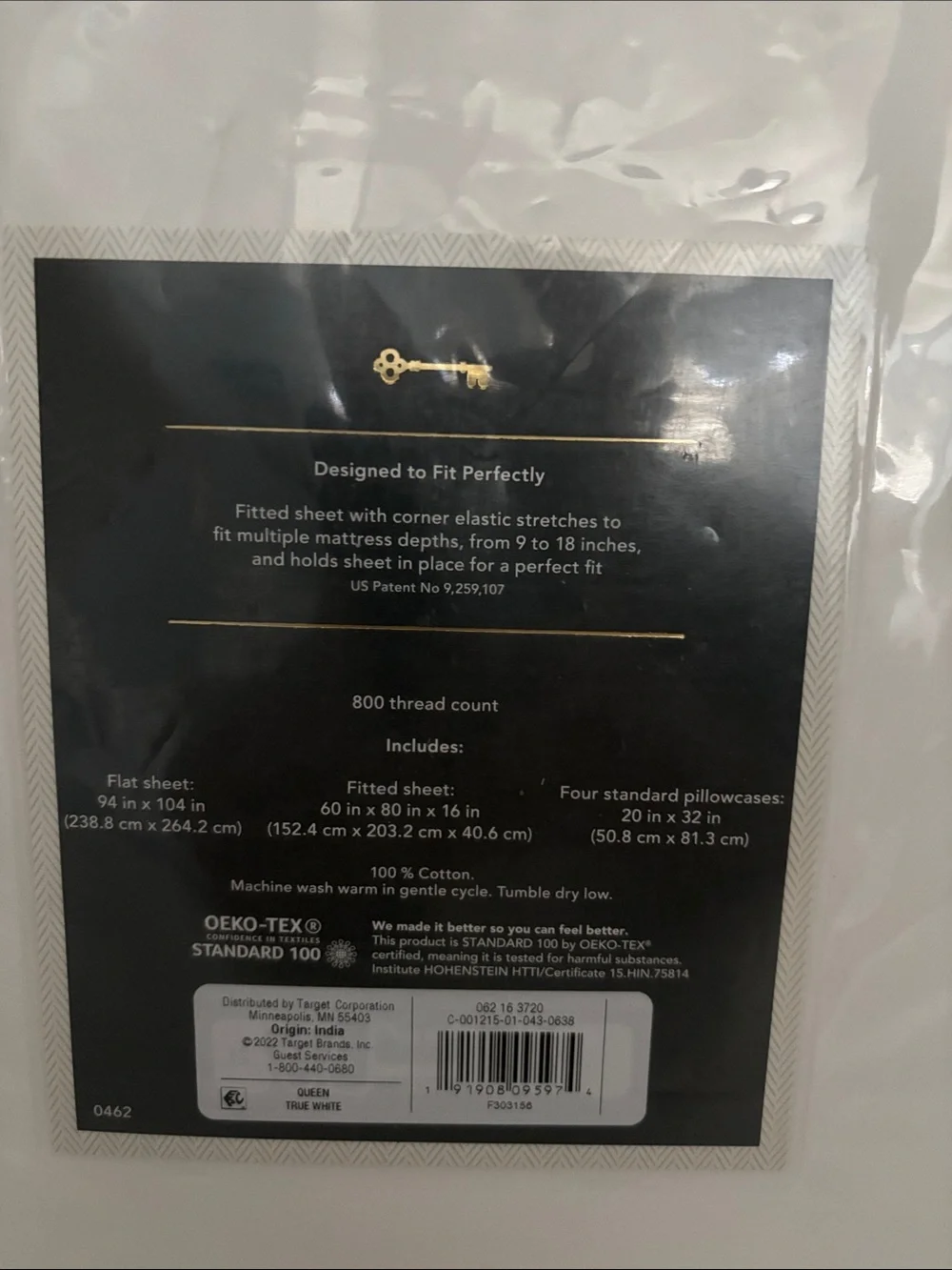 Threshold White Cotton Sateen Sheet Set with Dark Trim